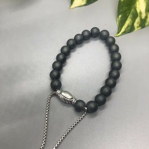 DAVID YURMAN Matte Hematite Bead Bracelet SS 8mm